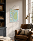 St. Lucia Nautical Chart Canvas Wall Scroll
