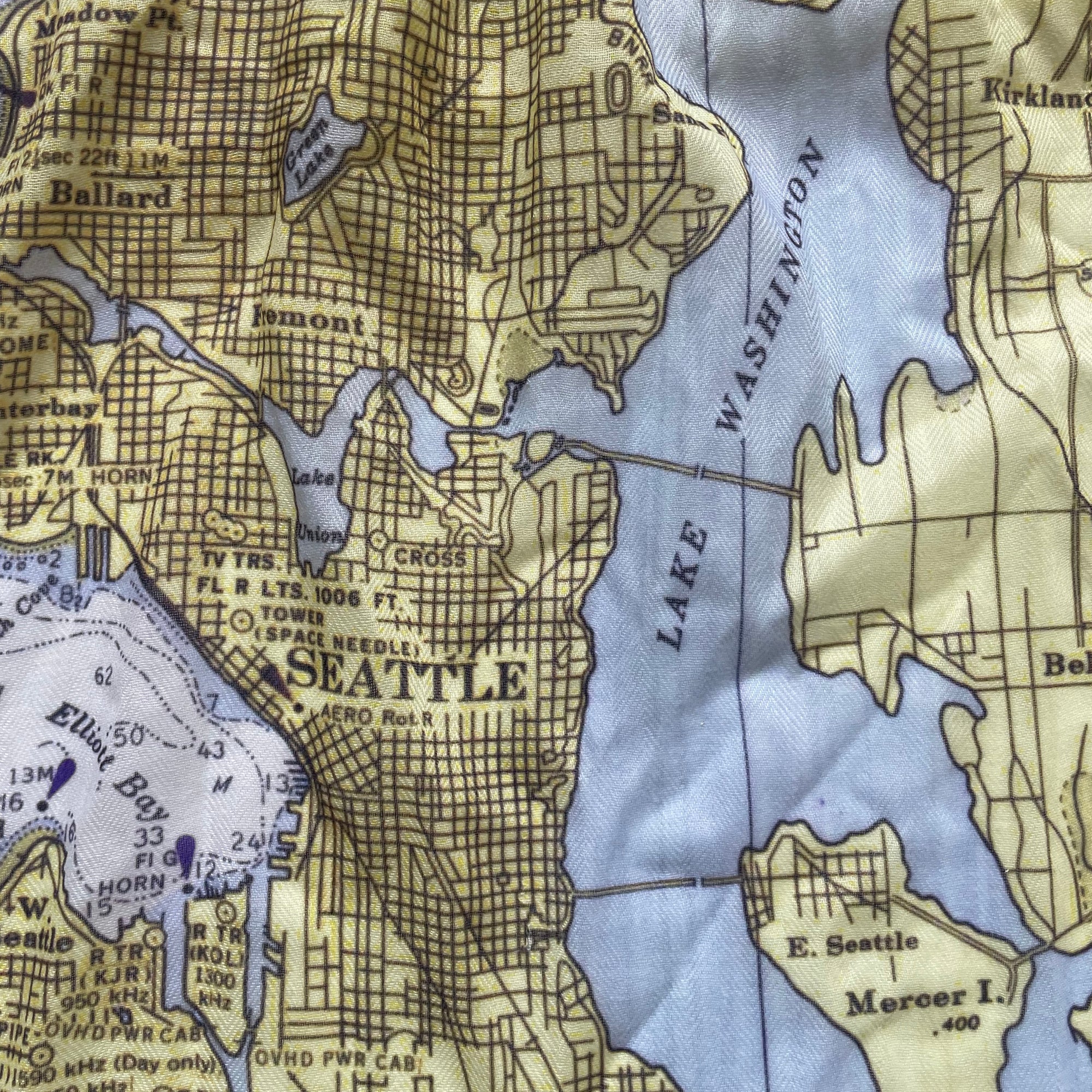 Seattle, WA Puget Sound, Nautical Chart Scarf