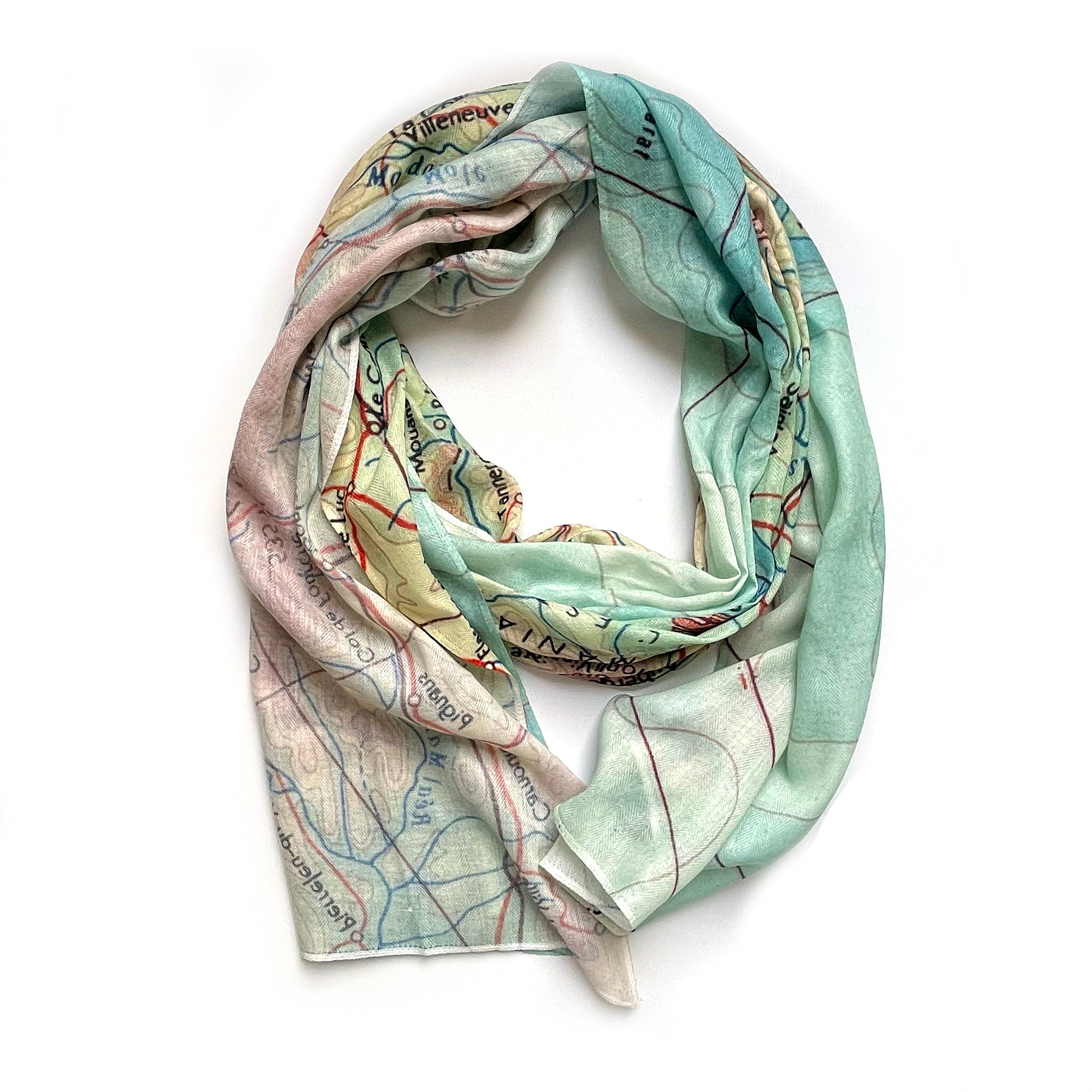 Côte d'Azur, France Map Scarf