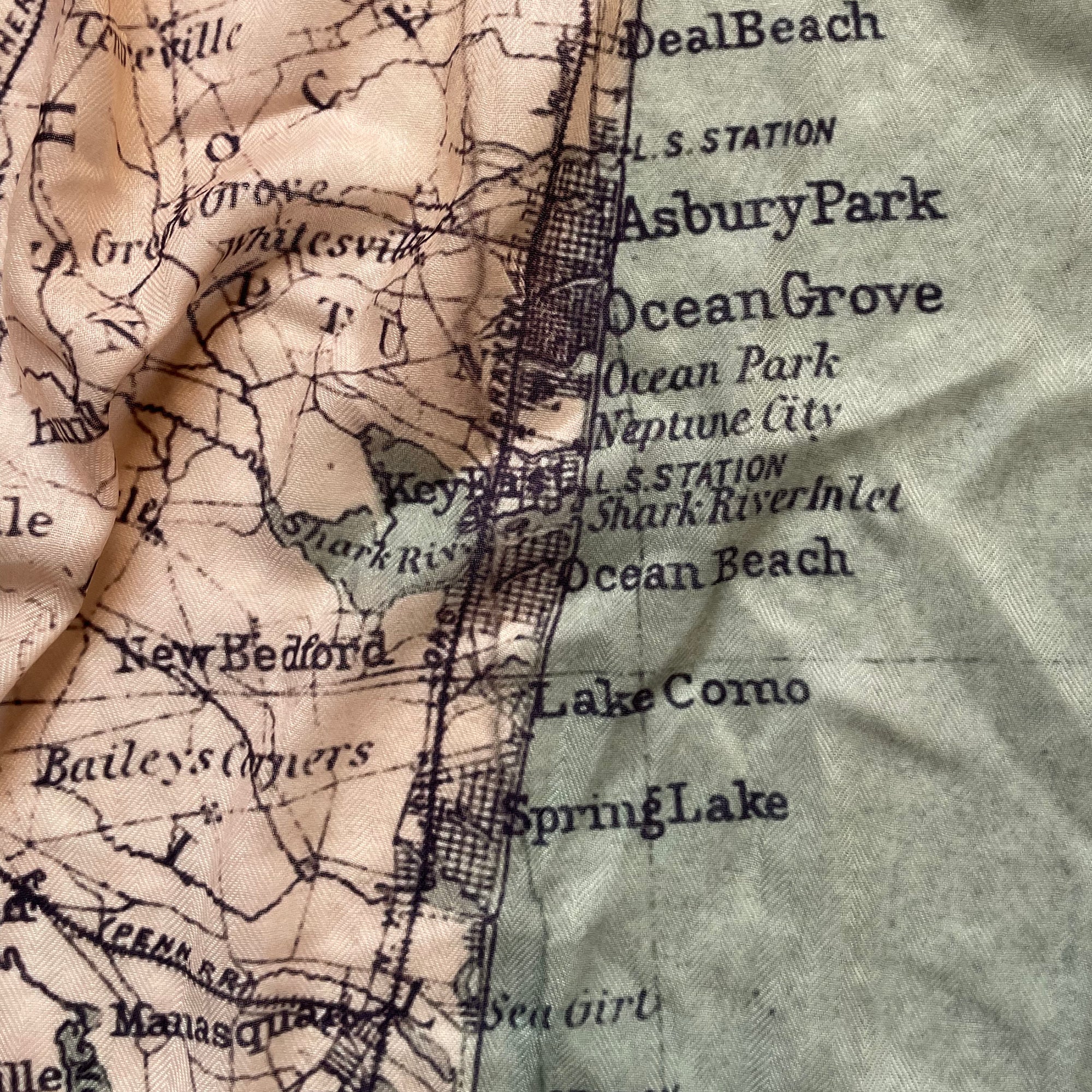 New Jersey Shore Vintage Map Scarf