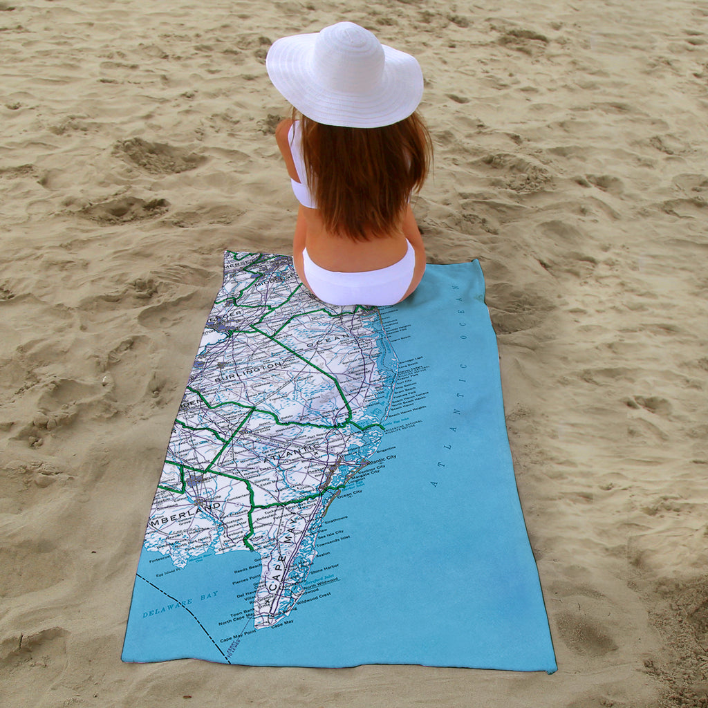 Jersey Shore Vintage Map Quick Dry Towel