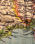 Vintage map of Waterford region with colorful regions and text