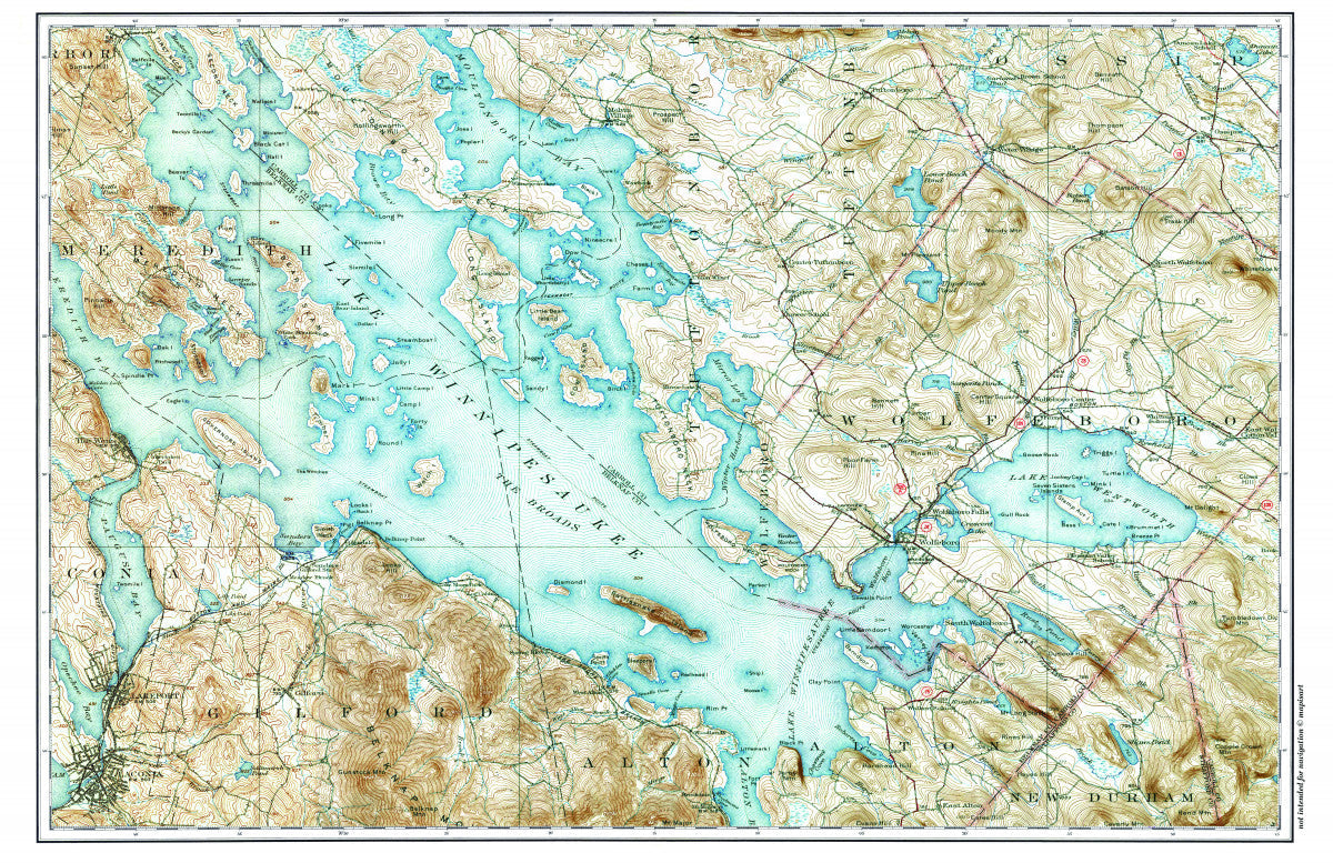 Lake Winnipesaukee, Vintage Topo, Single Placemat