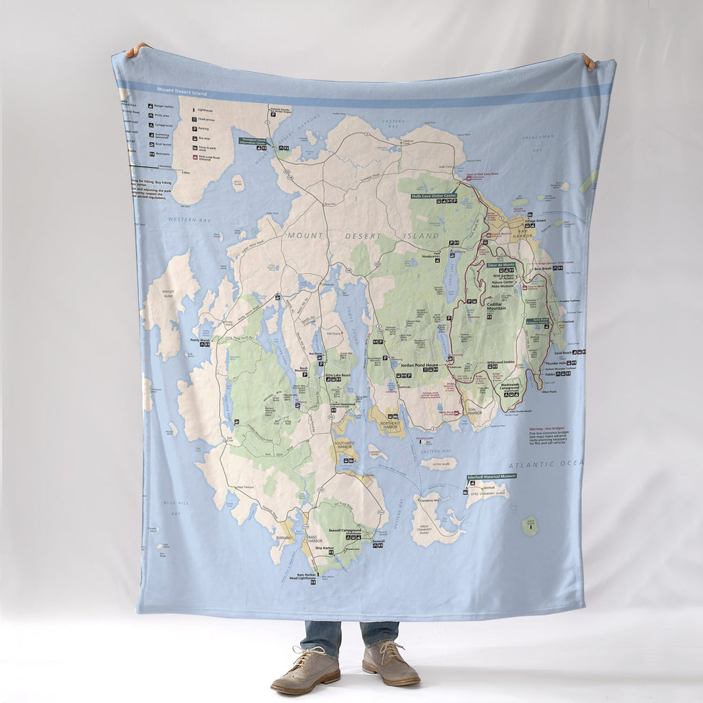Acadia National Park Map, Maine Blanket - Maritime Tribes USABlanket