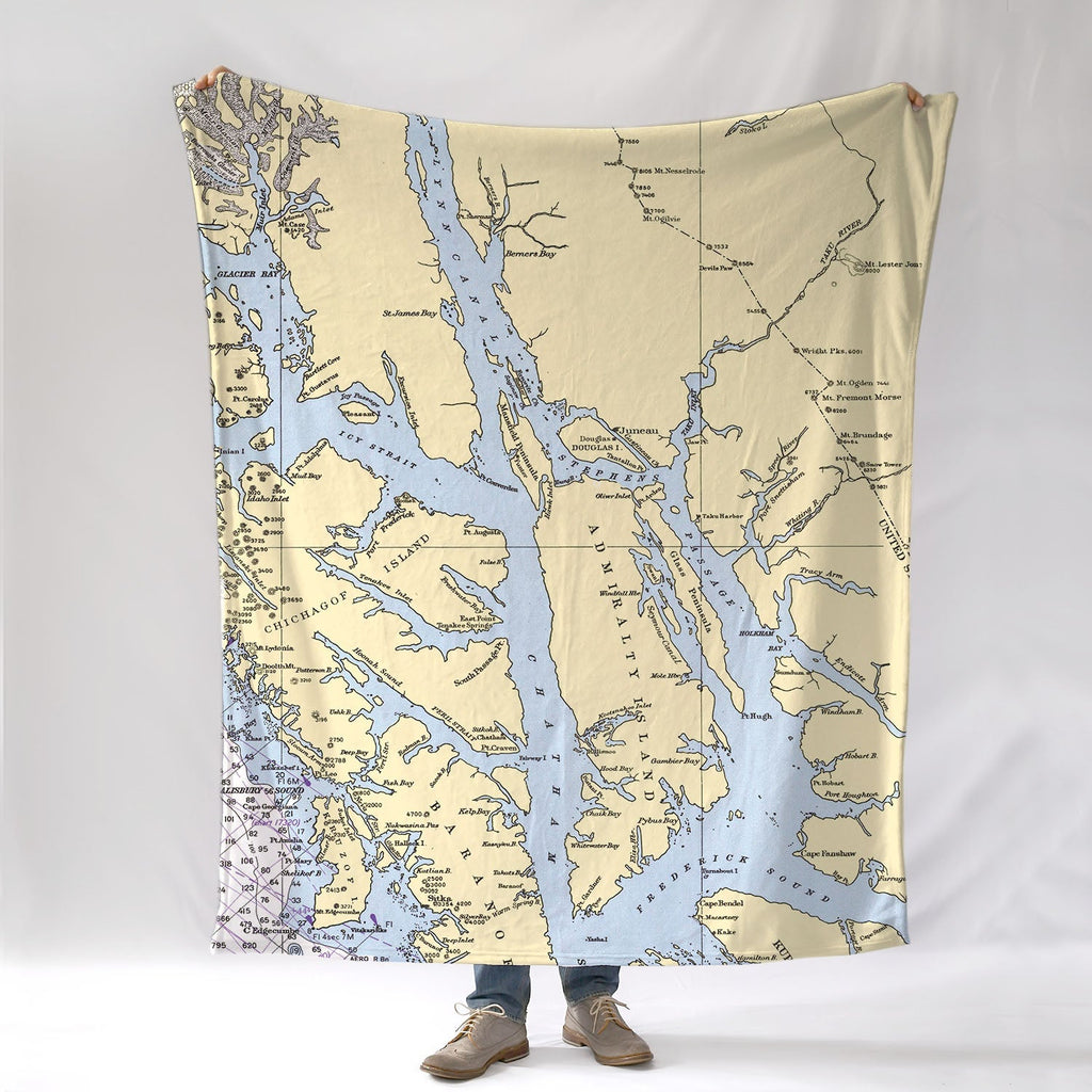 Admiralty Island / Juneau Nautical Chart Blanket - Maritime Tribes USABlanket