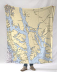 Admiralty Island / Juneau Nautical Chart Blanket - Maritime Tribes USABlanket