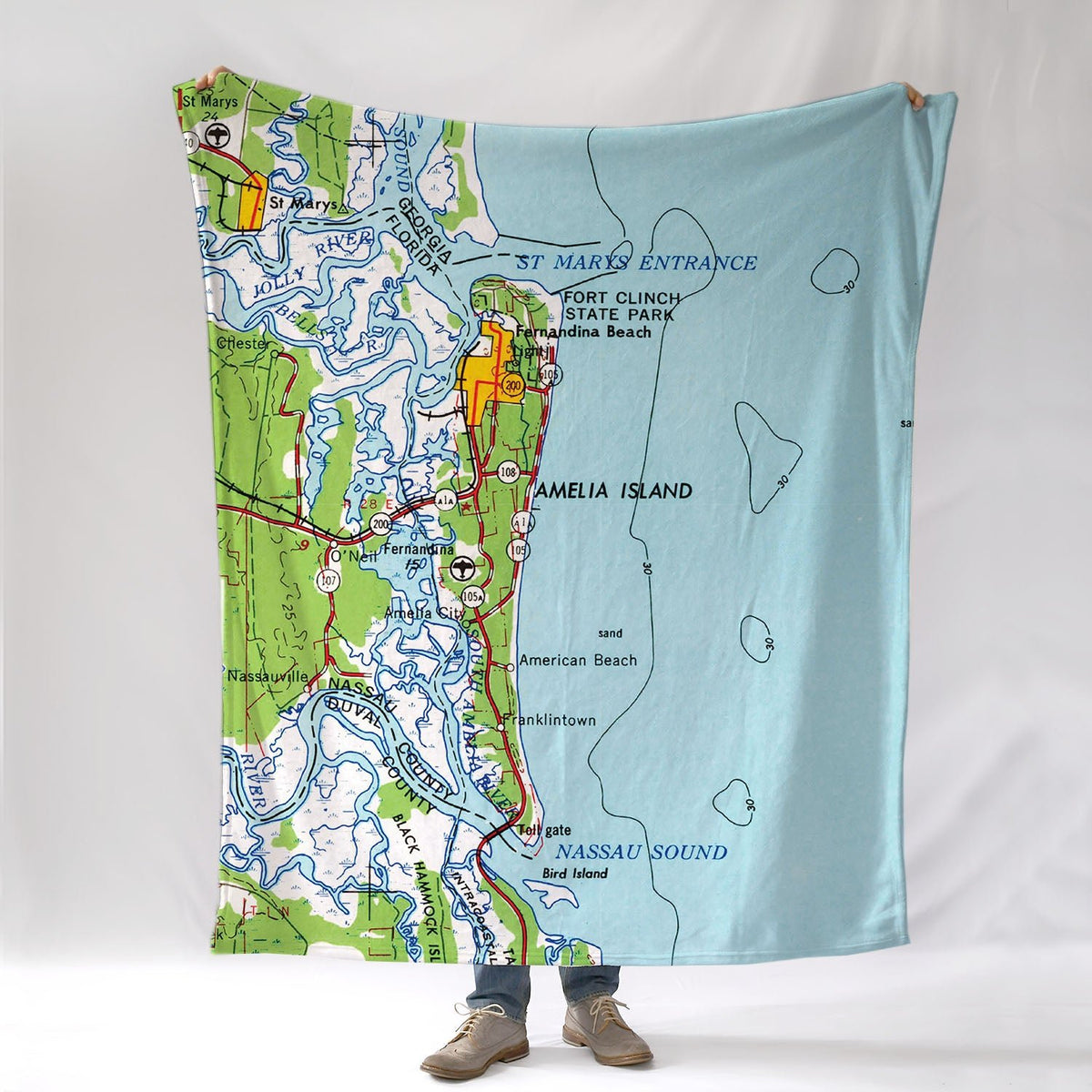 Amelia Island Topo MAp Blanket - Maritime Tribes USABlanket