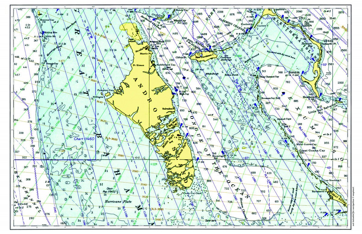 Andros Island & New Providence, Bahamas Chart Placemat - Maritime Tribes USALaminated Placemat