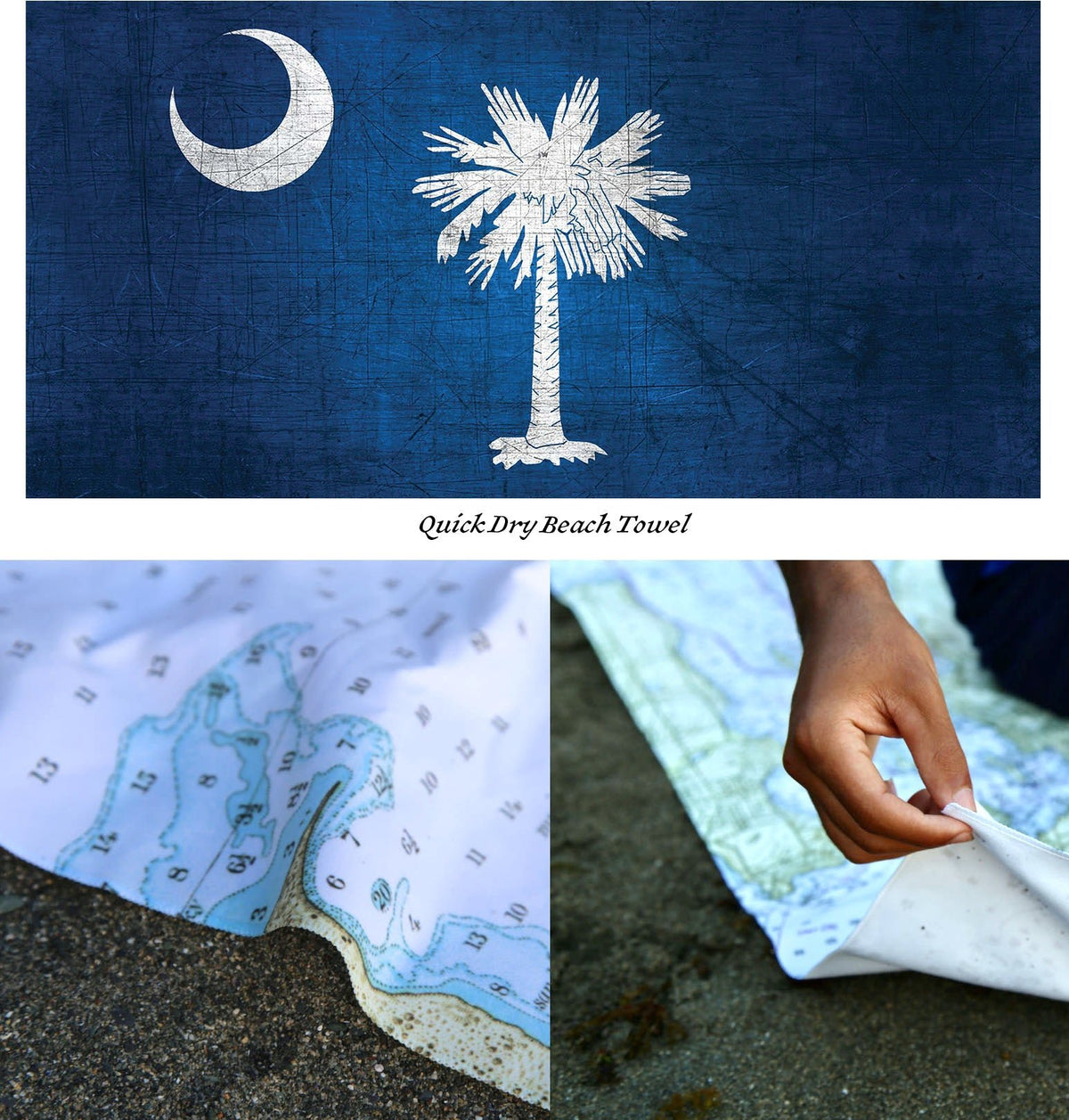 Antiqued Palmetto Flag, Charleston, SC, Quick Dry Towel - Maritime Tribes USATowel