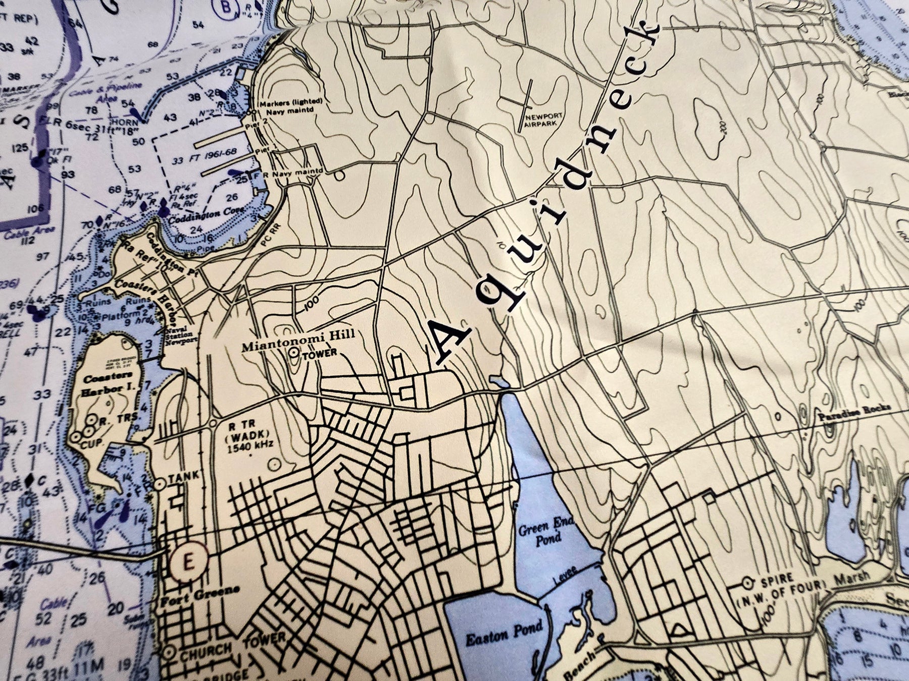 Aquidneck Island Nautical Chart Quick Dry Towel - Maritime Tribes USATowel