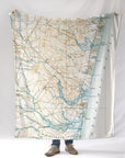 Asbury to Metedeconk Neck, New Jersey Antique Topo Map Blanket - Maritime Tribes USABlanket