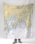 Bailey's Island - Harpswell Casco Bay, ME Nautical Chart Blanket - Maritime Tribes USABlanket