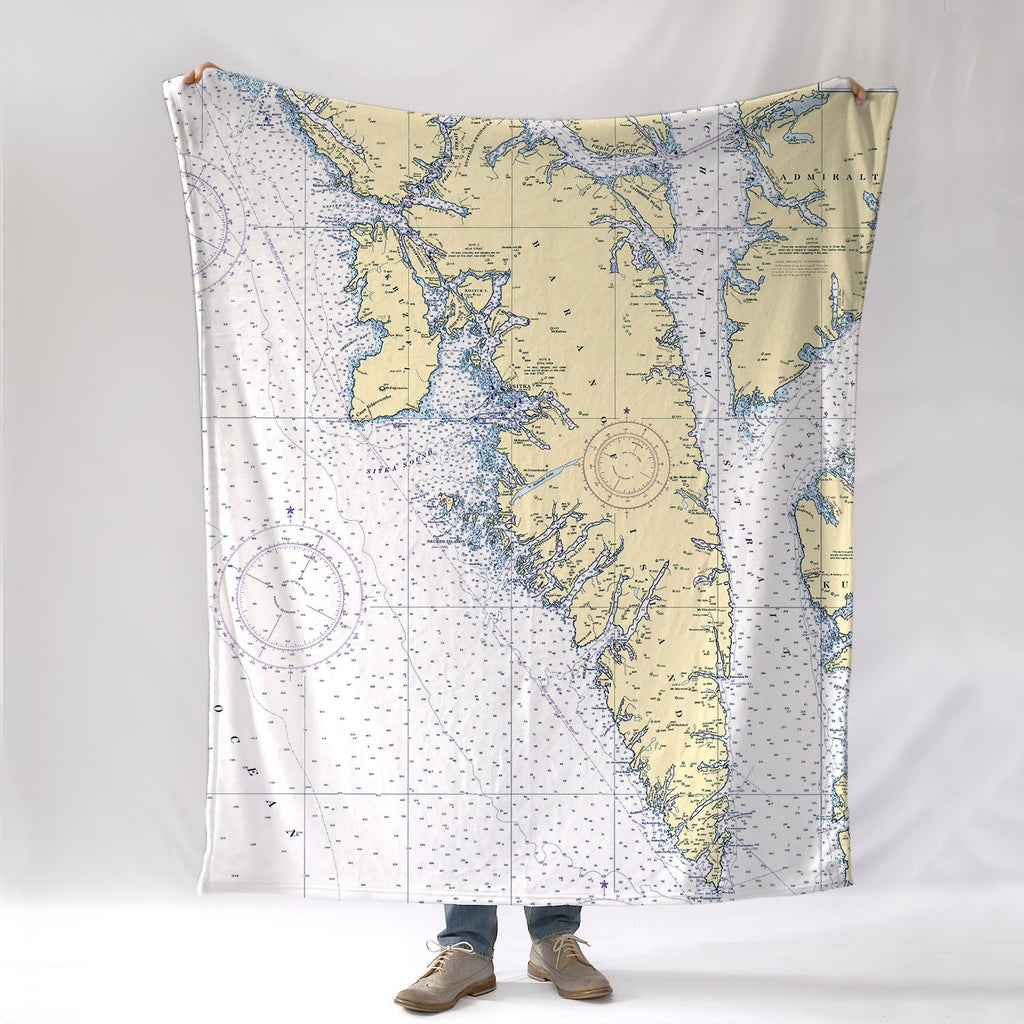 Baranof Island Alaska Nautical Chart Blanket - Maritime Tribes USABlanket