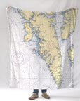 Baranof Island Alaska Nautical Chart Blanket - Maritime Tribes USABlanket