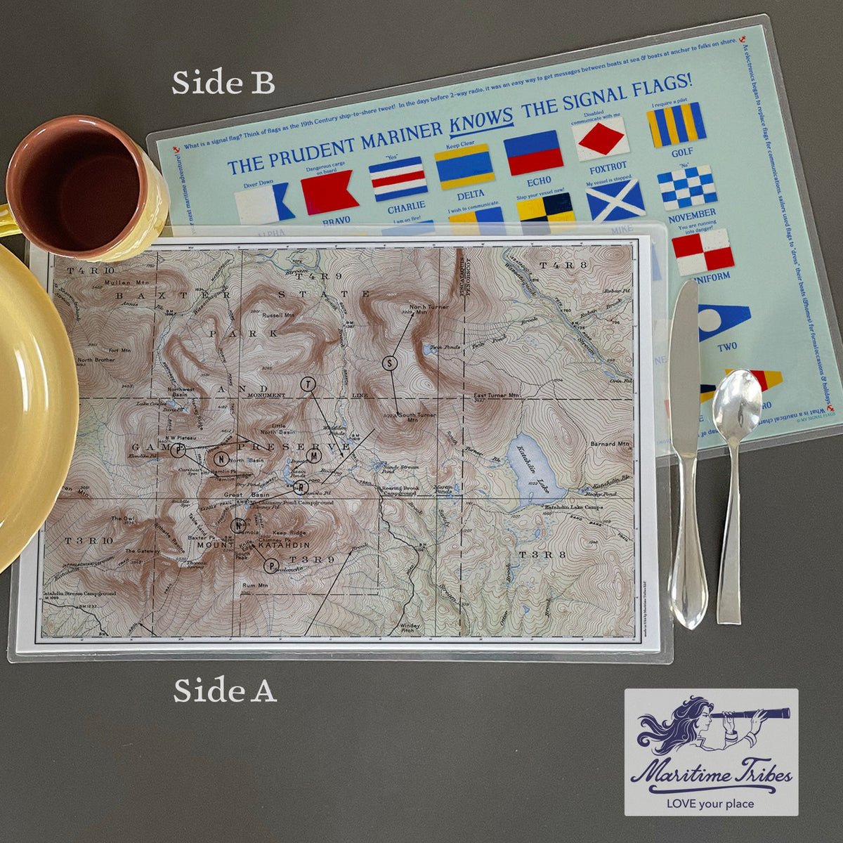Baxter State Park (Mt. Katahdin) Topogrpahical Map Placemat - Maritime Tribes USALaminated Placemat