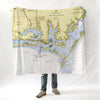Beaufort, NC Nautical Chart (Cape Lookout Chart) Blanket - Maritime Tribes USABlanket