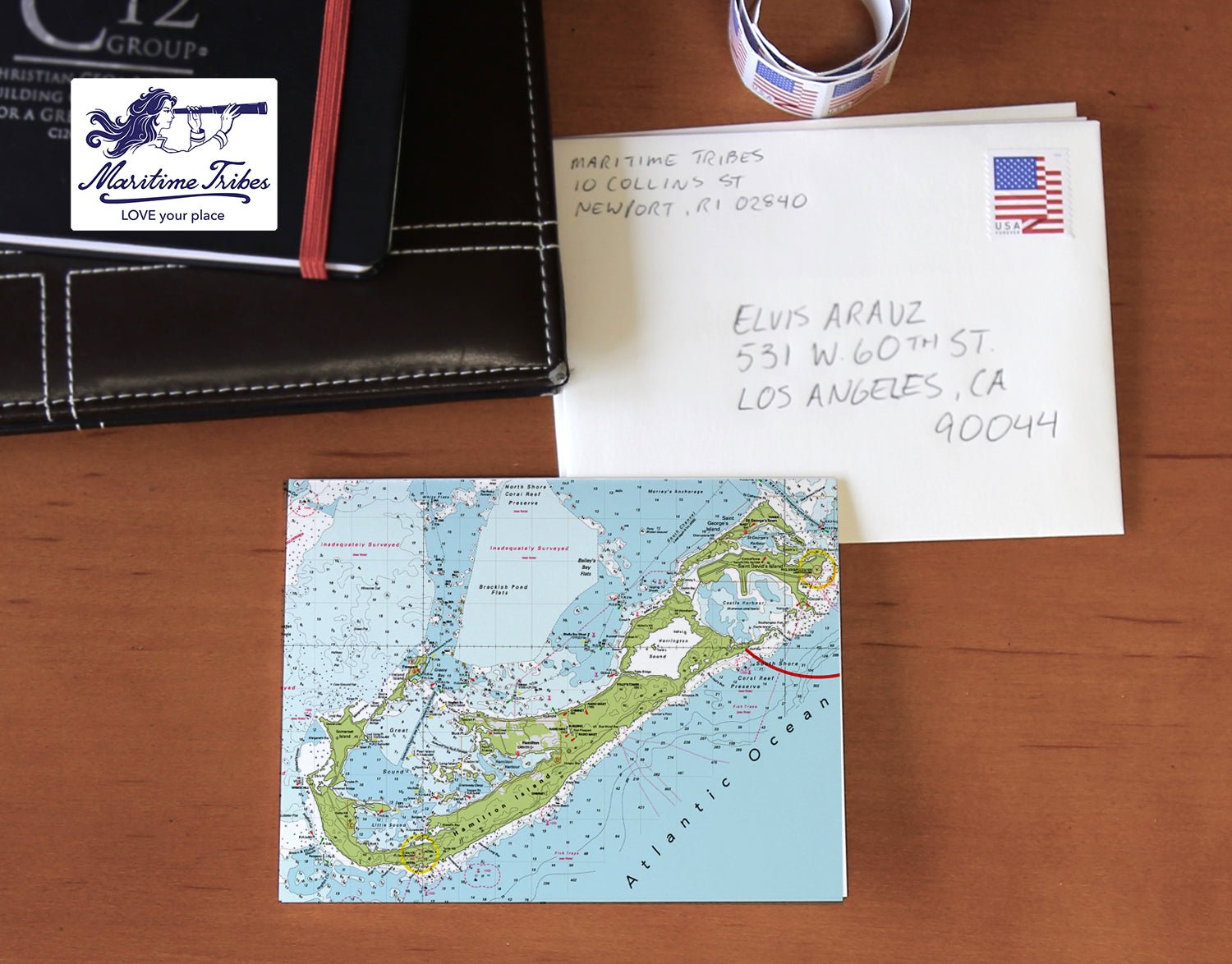Bermuda Nautical Chart Notecard, Pack of 24 Notecards - Maritime Tribes USANotecard