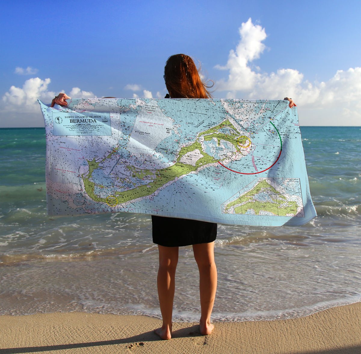 Bermuda Nautical Chart Quick Dry Towel - Maritime Tribes USATowel