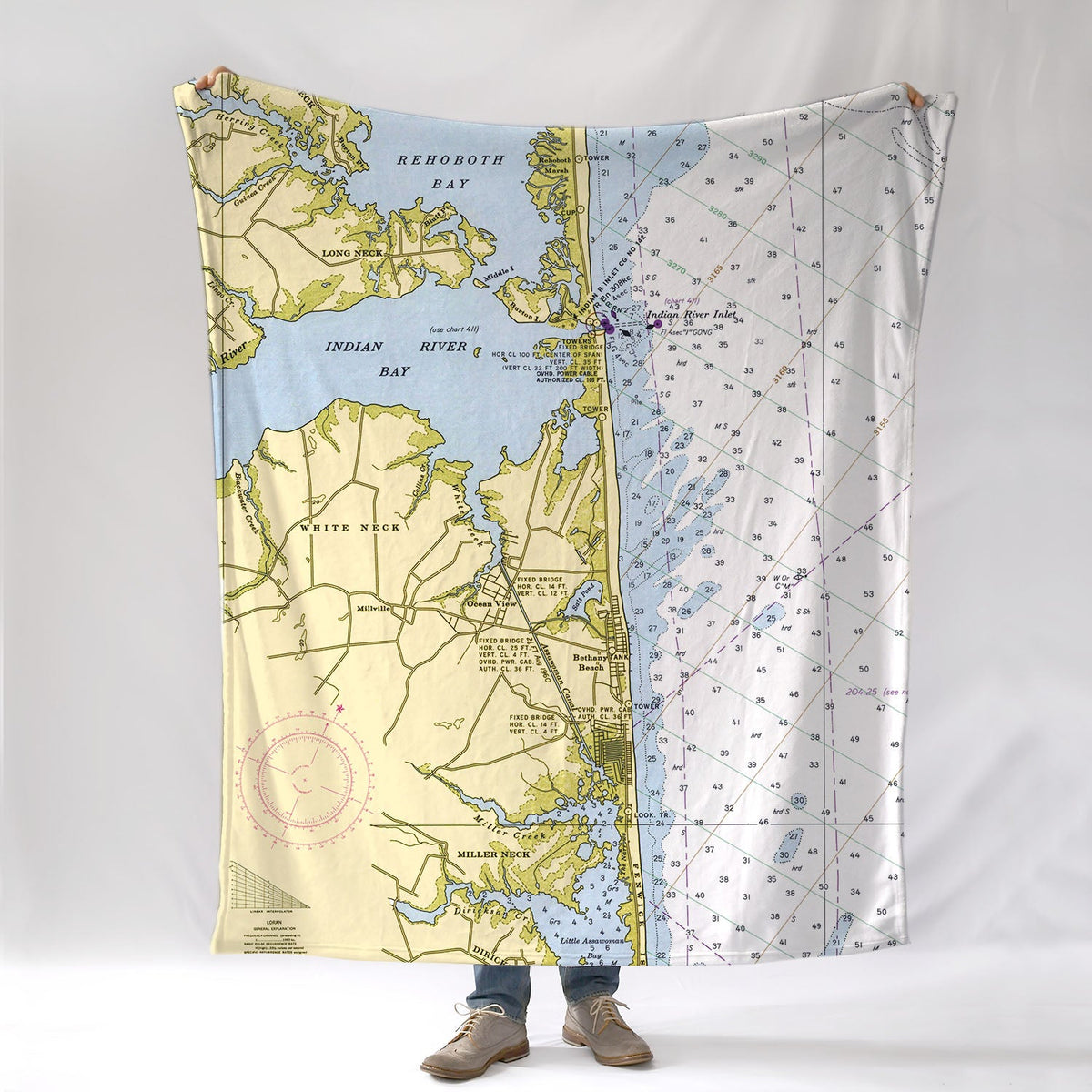 Bethany Beach, DE - Nautical Chart Blanket - Maritime Tribes USABlanket