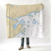 Beverly to Manchester, MA Nautical Chart Blanket - Maritime Tribes USABlanket