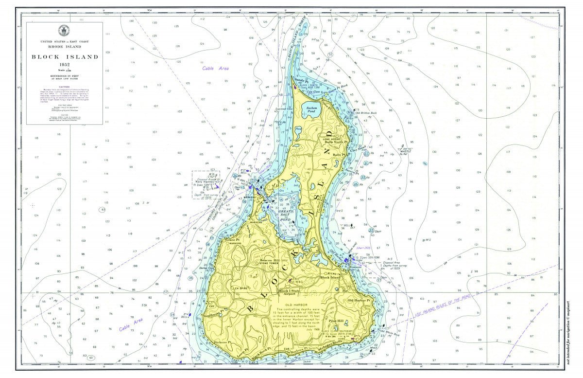 Block Island Chart Placemat - Maritime Tribes USALaminated Placemat
