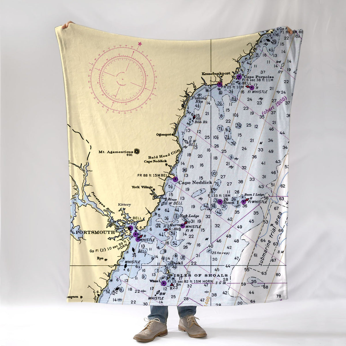 Blue Hill - Stonington, ME Nautical chart Blanket - Maritime Tribes USABlanket