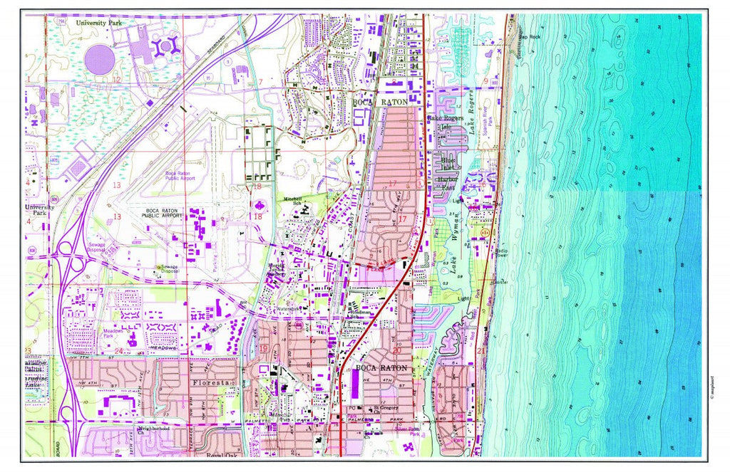 Boca Raton, Florida Topographical Chart Placemat - Maritime Tribes USALaminated Placemat