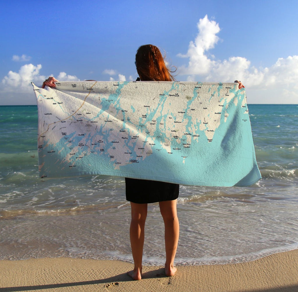 Boothbay Harbor, ME Modern Wave (Less Detail) Quick Dry Towel - Maritime Tribes USATowel