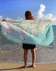 Boothbay Harbor, ME Modern Wave (Less Detail) Quick Dry Towel - Maritime Tribes USATowel