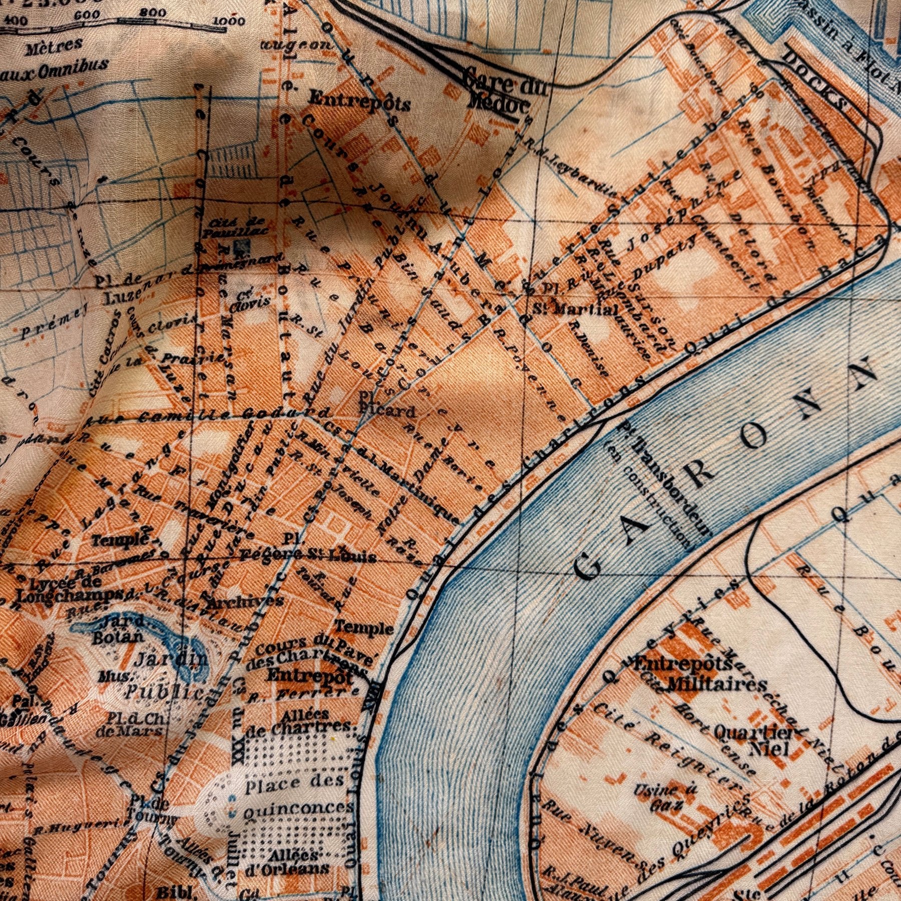 Bordeaux, France Vintage Map Scarf - Maritime Tribes USAScarf