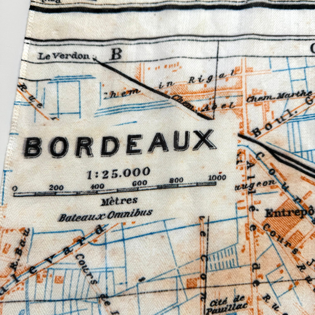 Bordeaux, France Vintage Map Scarf - Maritime Tribes USAScarf