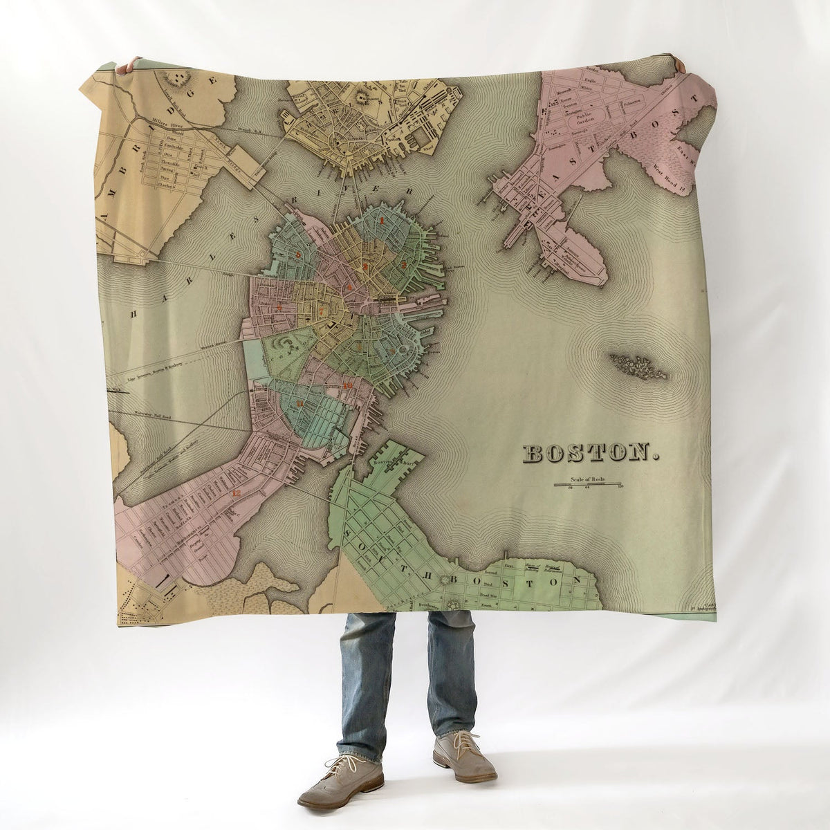 Boston Antique Map Blanket - Maritime Tribes USABlanket