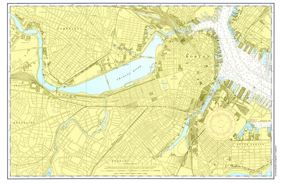 Boston &amp; Brookline Urban Chart Placemat - Maritime Tribes USALaminated Placemat