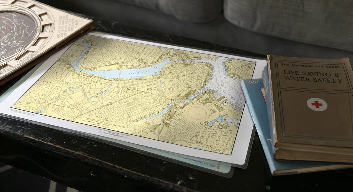 Boston &amp; Brookline Urban Chart Placemat - Maritime Tribes USALaminated Placemat