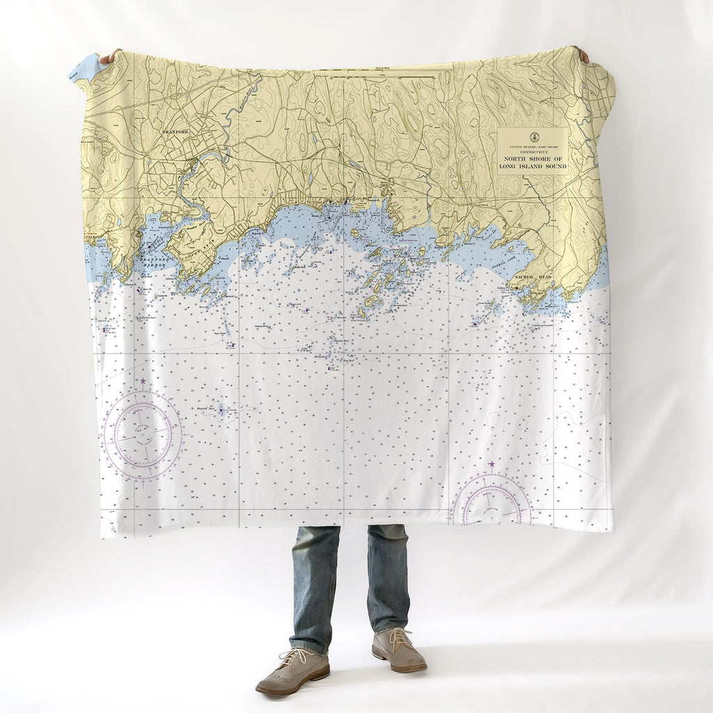 Branford CT Nautical Chart Blanket - Maritime Tribes USABlanket