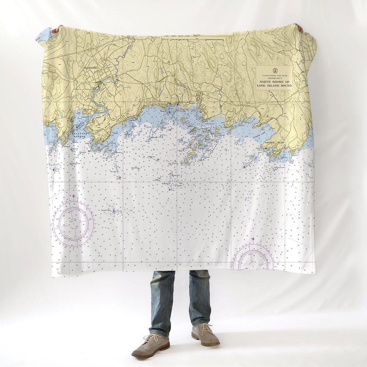 Branford CT Nautical Chart Blanket - Maritime Tribes USABlanket