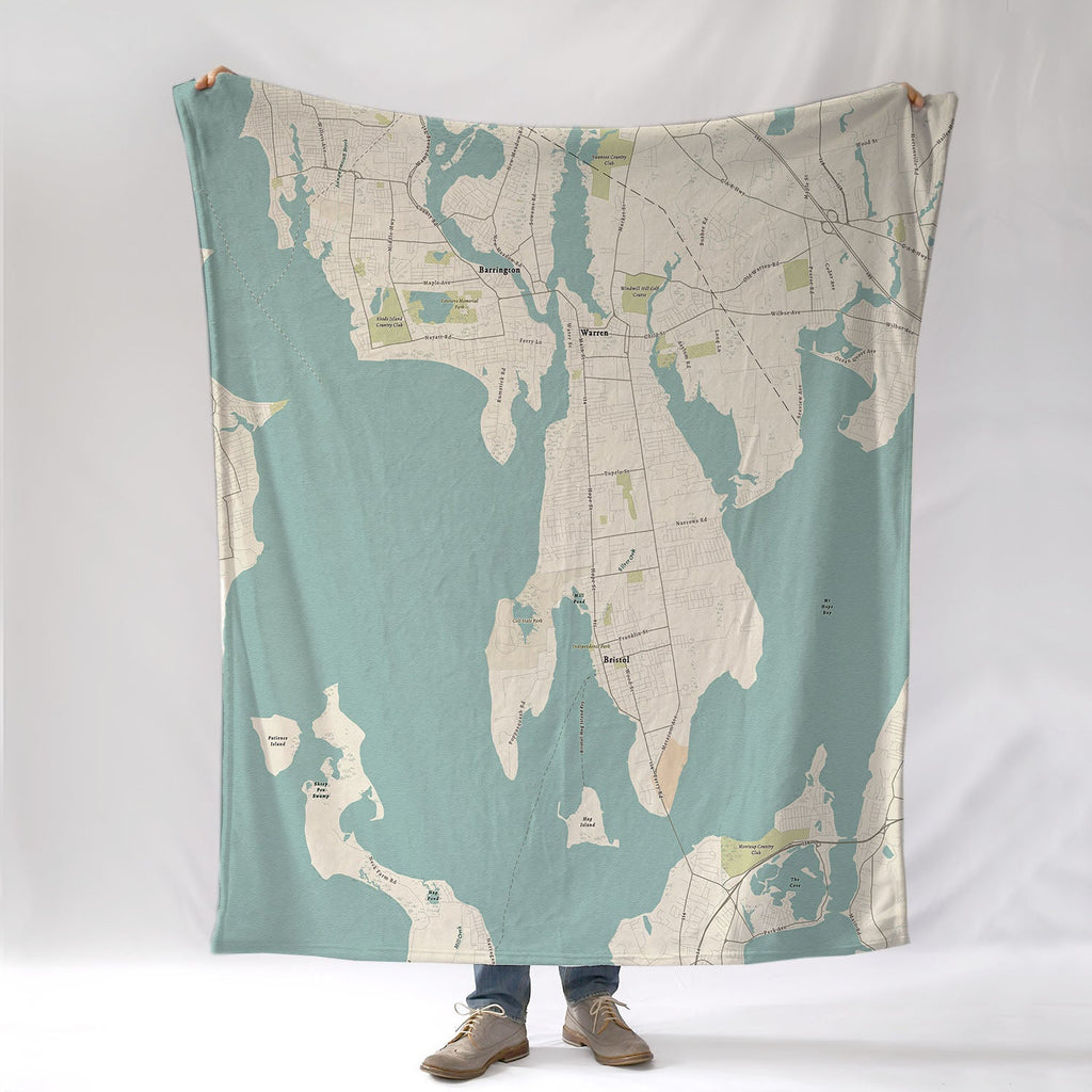 Bristol, Barrington & Warren, Sea Glass Map Blanket - Maritime Tribes USABlanket