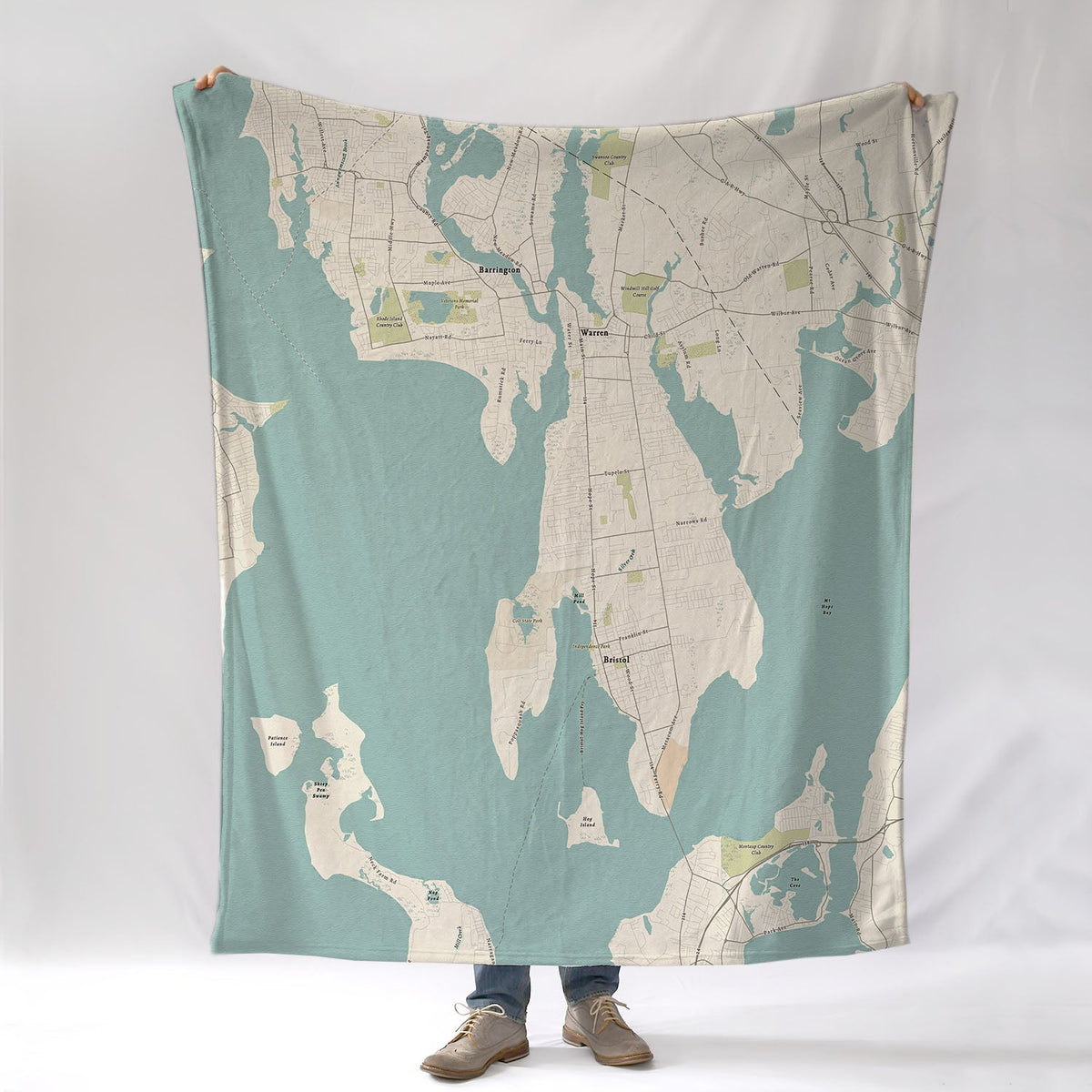 Bristol, Barrington & Warren, Sea Glass Map Blanket - Maritime Tribes USABlanket