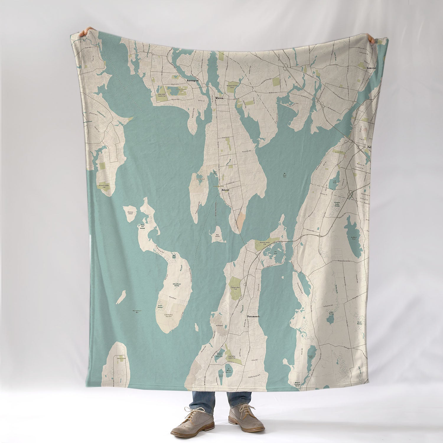 Bristol RI Sea Glass Map Blanket - Maritime Tribes USABlanket