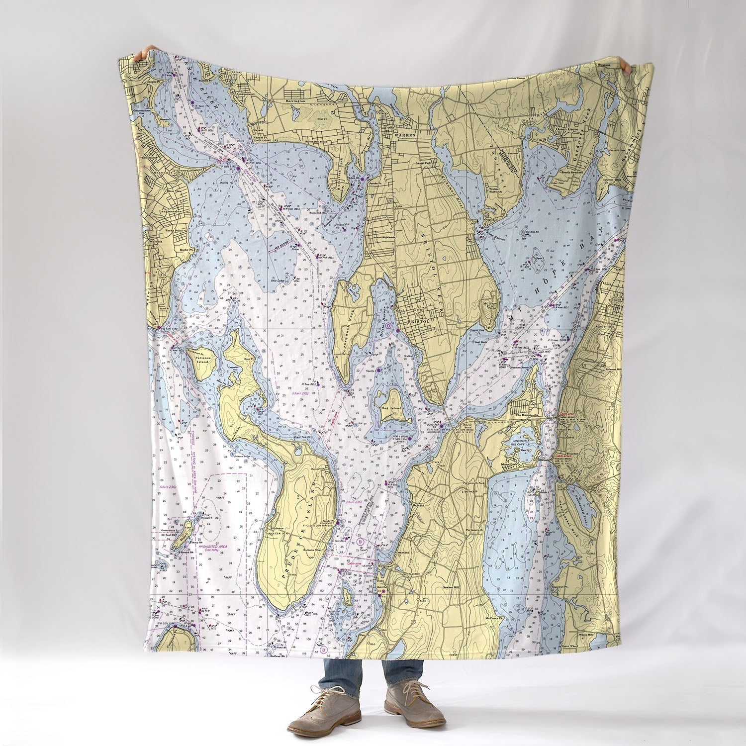 Bristol - Warren, RI Nautical Chart Blanket - Maritime Tribes USABlanket