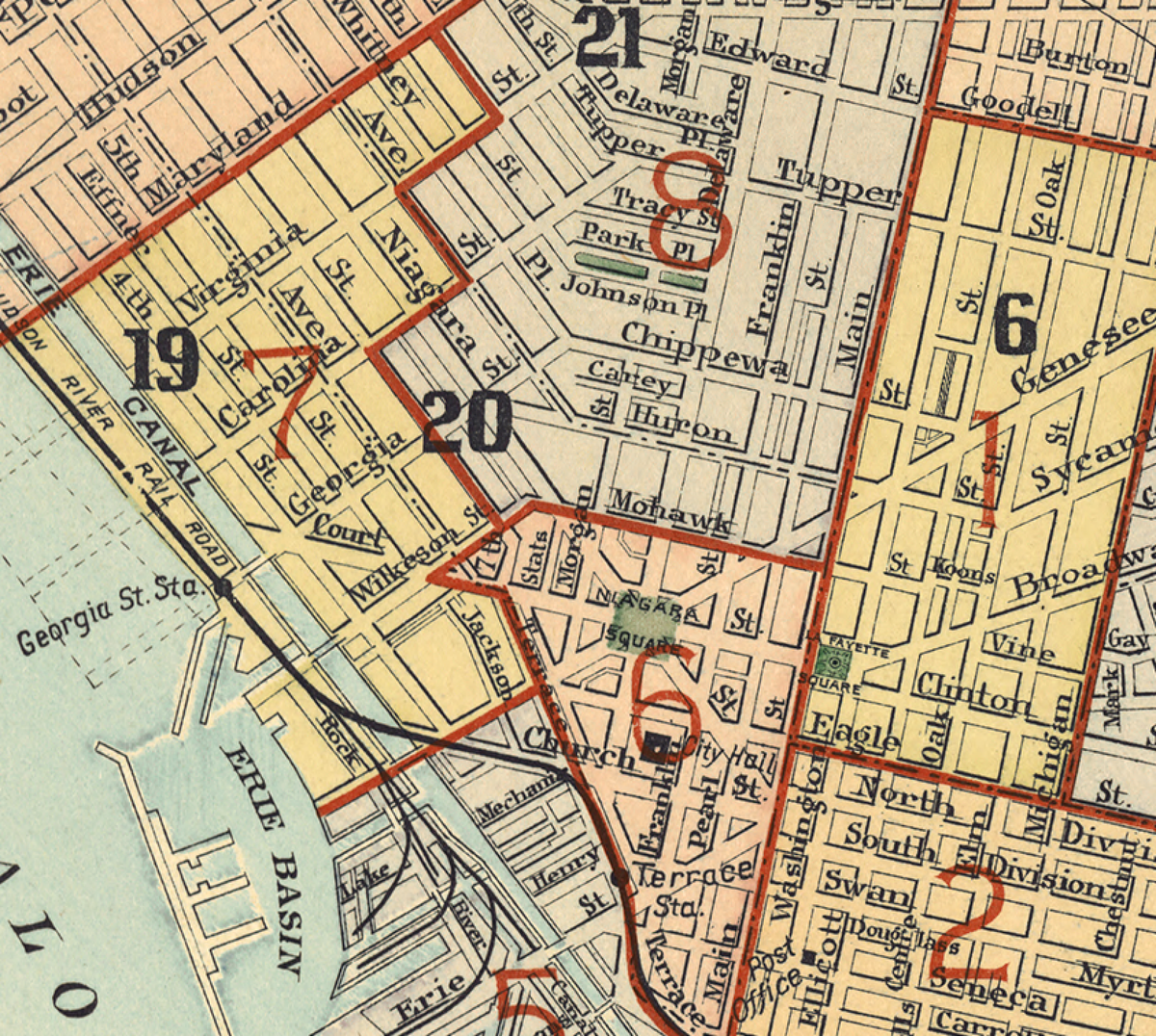 Buffalo, New York Vintage Map Scarf - Maritime Tribes USAScarf