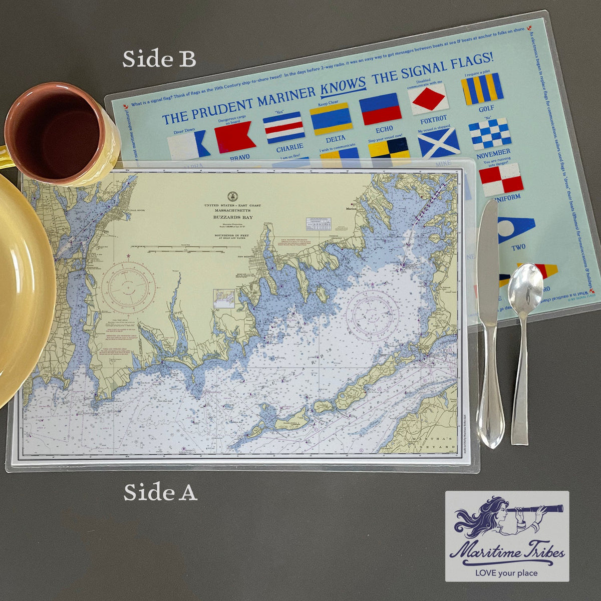 Buzzards Bay, MA Vintage Chart Placemat - Maritime Tribes USALaminated Placemat