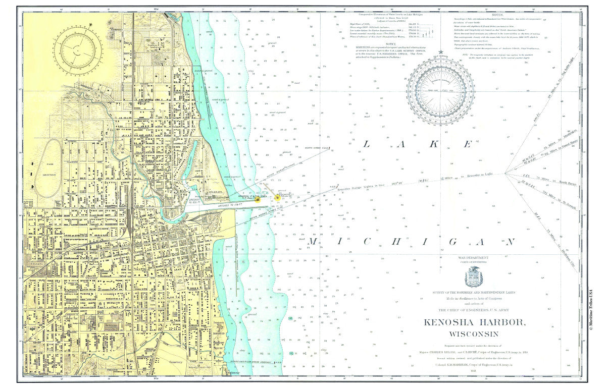 Kenosha, Wisconsin Vintage 1921 Chart Placemat