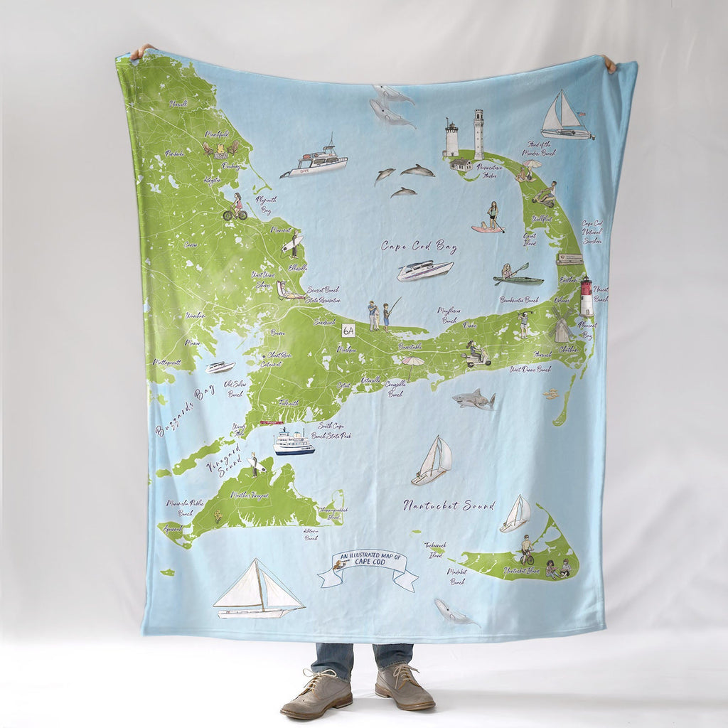 Cape Cod and the Islands Illustrated Map Blanket - Maritime Tribes USABlanket