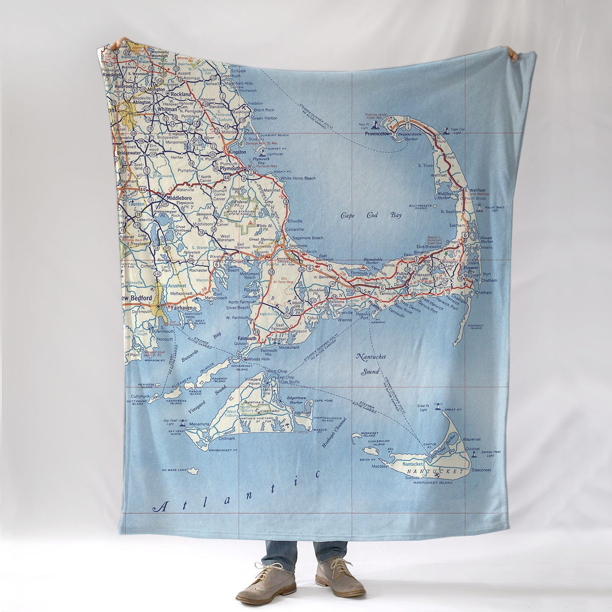 Cape Cod and the Islands Vintage Road Map Blanket - Maritime Tribes USABlanket