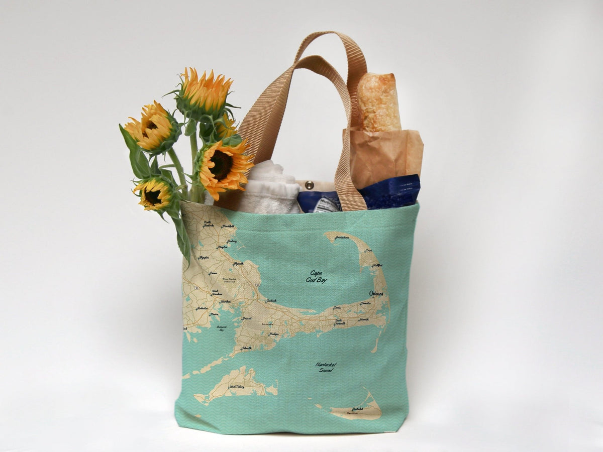 Cape Cod &amp; the Islands Modern Wave Map Tote - Maritime Tribes USABAG