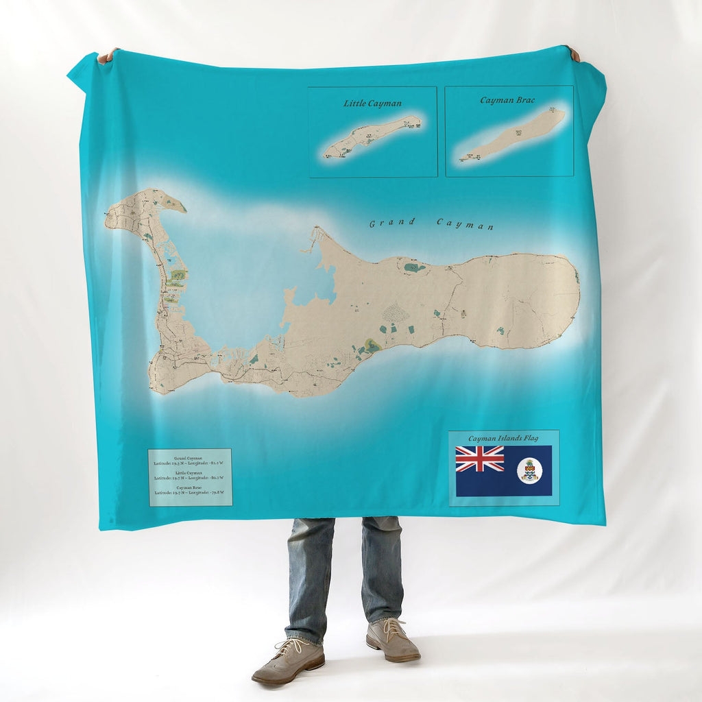 Cayman Islands Map Blanket - Maritime Tribes USABlanket