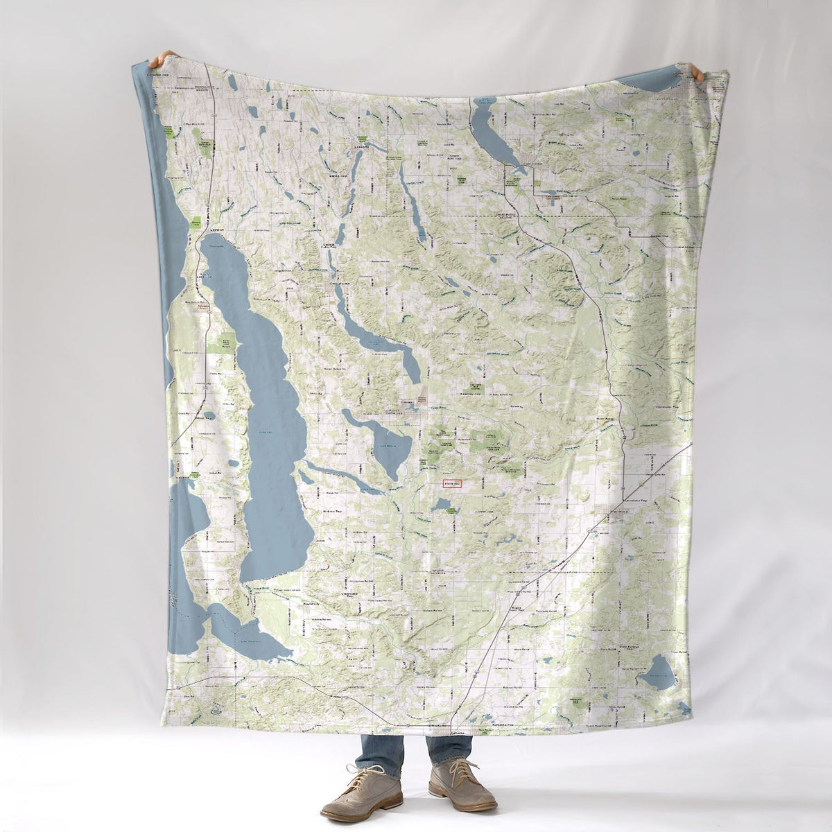 Chain O' Lakes MI Topographic Map Blanket - Maritime Tribes USABlanket