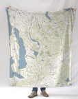 Chain O' Lakes MI Topographic Map Blanket - Maritime Tribes USABlanket