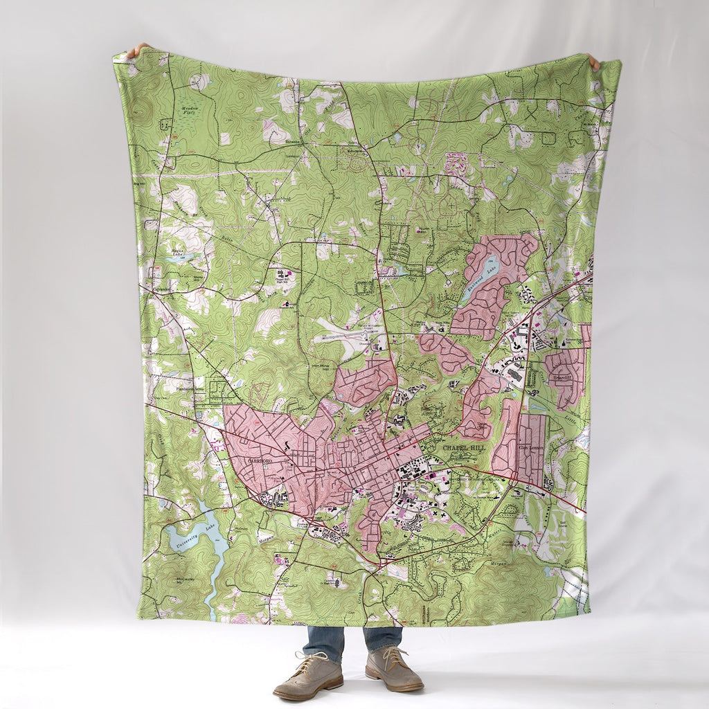 Chapel Hill, NC Modern Topo Map Blanket - Maritime Tribes USABlanket